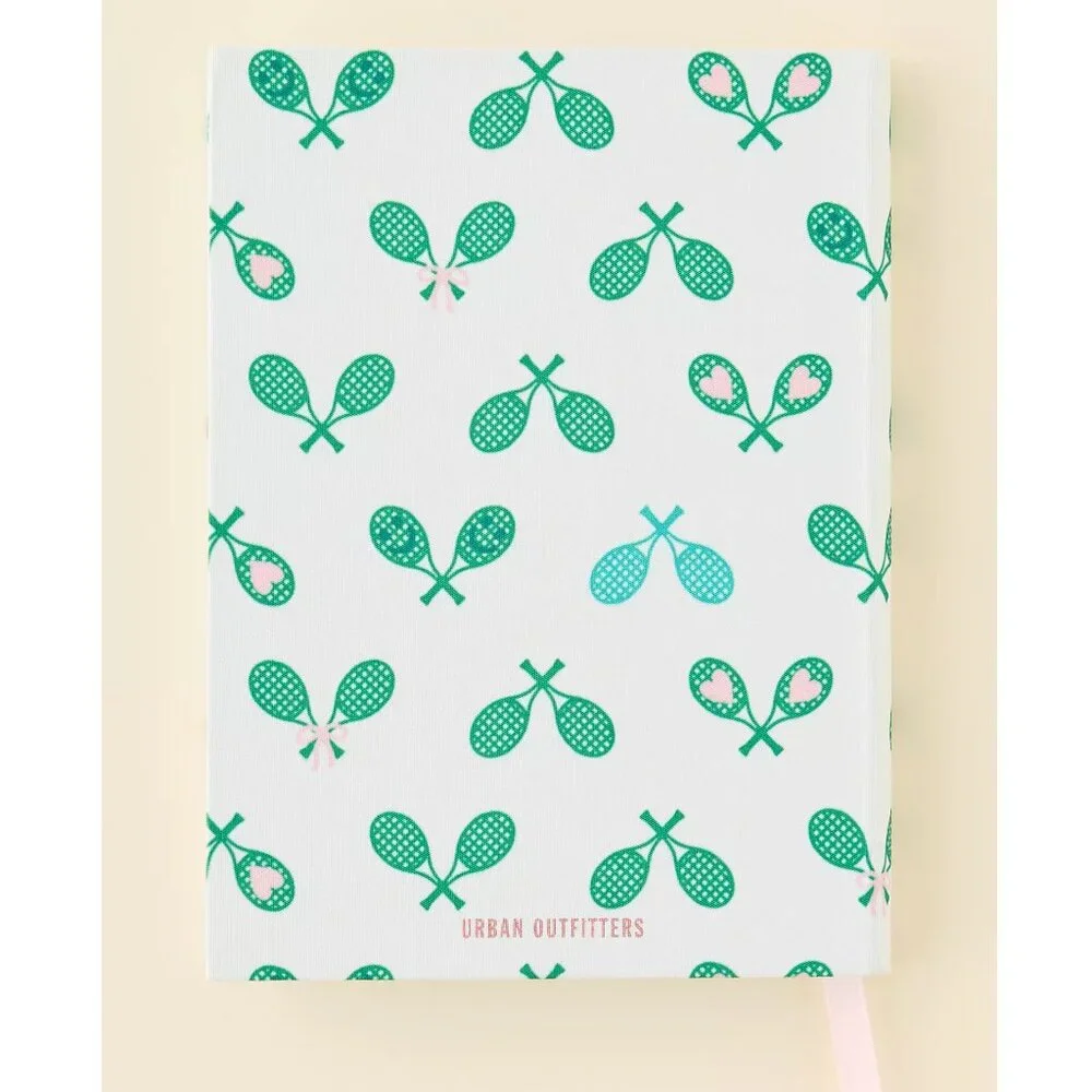 URBAN OUTFITTERS White Green Tennis Rackets Small Pocket Journal Notebook NEW